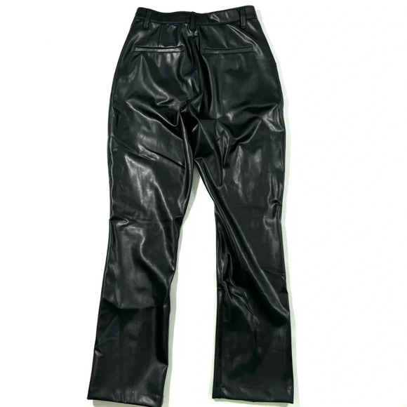 Abercrombie The Skinny Ultra High Rise Pants Faux Leather Black Split Hem - Picture 3 of 10